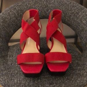 Calvin Klein Red Elastic Wedge Sandal